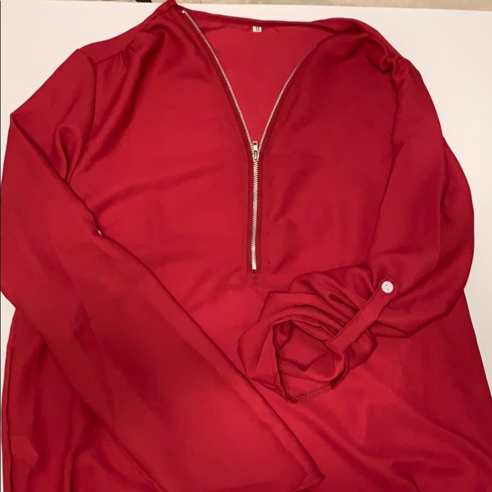Long/ 3/4 sleeve maroon blouse
